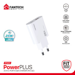 FANTECH PPS251 PowerPLUS 25W 2 Ports GaN Charger (PD+QC)
