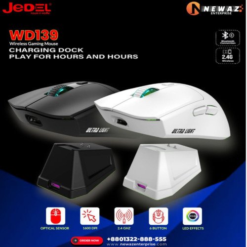 JEDEL WD139 Wireless 2.4Ghz and Bluetooth Gaming Mouse