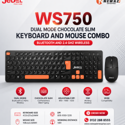 JEDEL WS750 Dual Mode BT And 2.4ghz Chocolate Slim Keyboard Mouse Combo