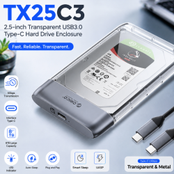 Orico TX25C3 2.5-inch Transparent USB3.0 Type-C Hard Drive Enclosure