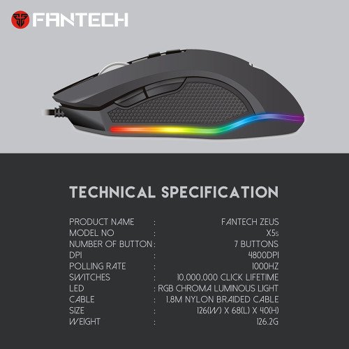 FANTECH ZEUS X5S Macro Programmable Gaming Mouse