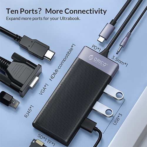 ORICO MDK-10P Type-C 10-in-1 Multifunctional Docking Station