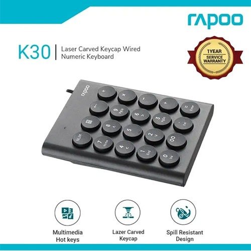 Rapoo K30 Laser Carved Keycap Wired Numeric Keyboard