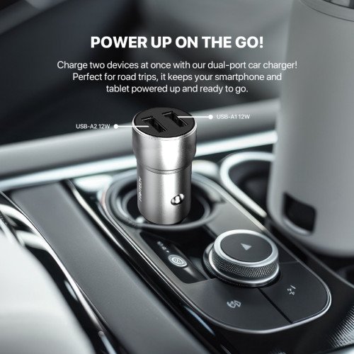 Fantech PME15 PowerMove 15W 2 Port Car Charger Adapter Silver