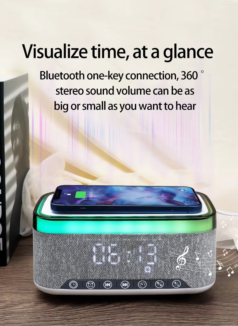 SA-148 Wireless Charging Speaker Clock Bluetooth RGB