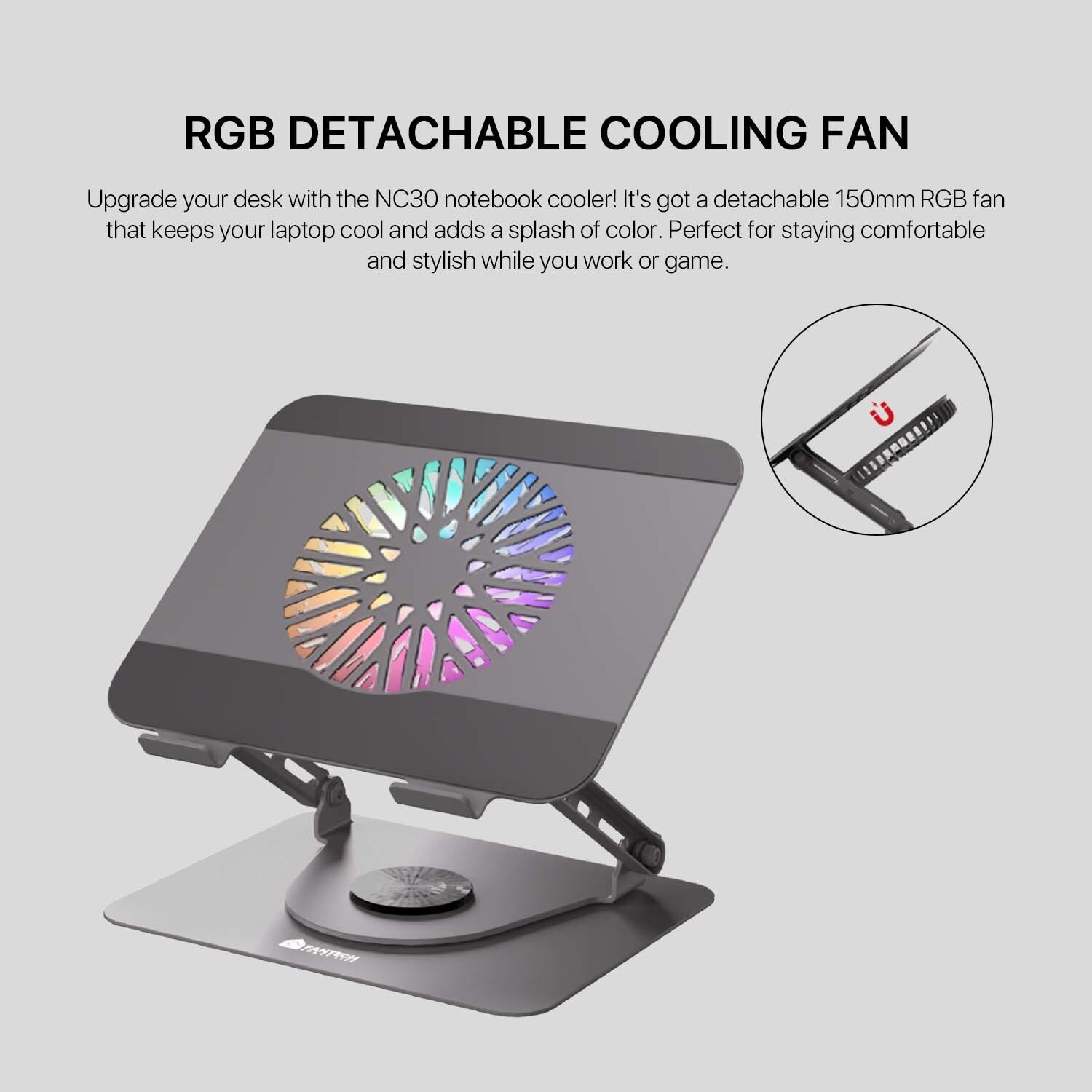 Rgb Color Changing Computer Stand FANTECH NC30 RGB 360 Degree Rotatable Laptop Stand Price In BD